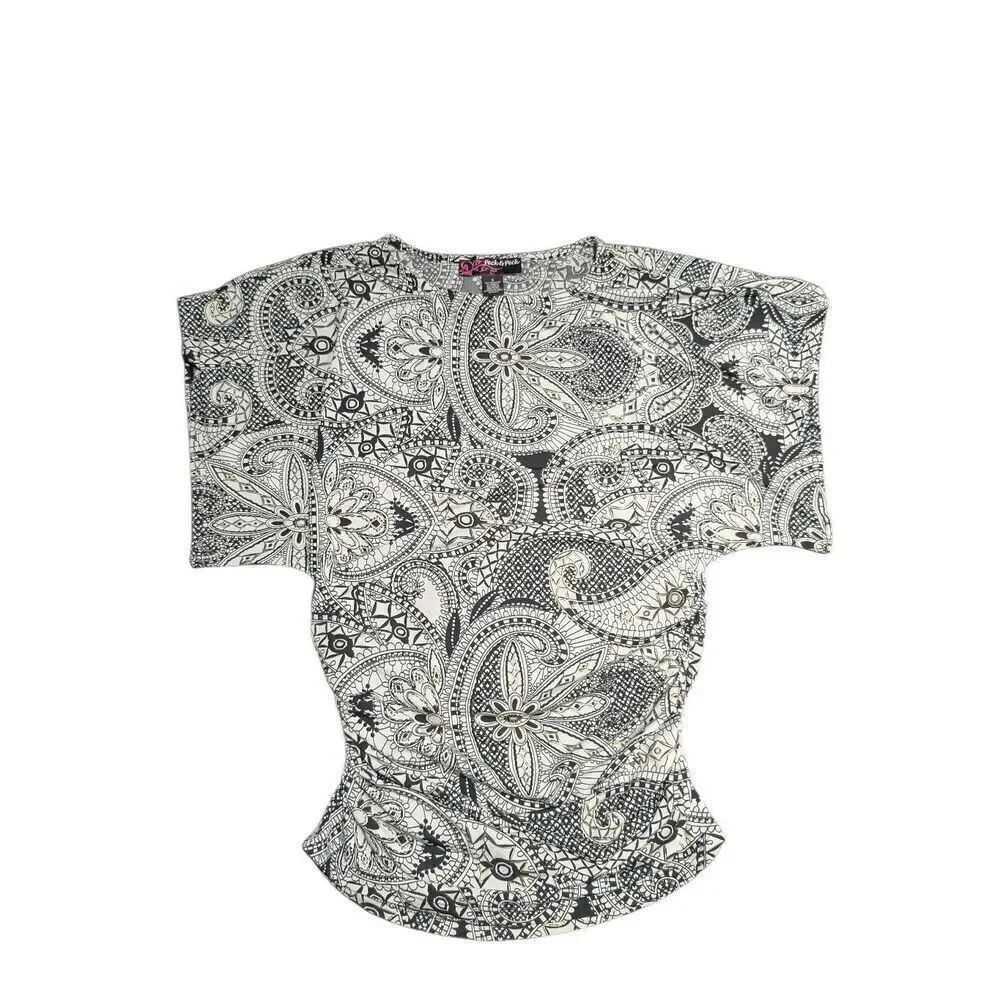 Peck & Peck Black White Paisley Shirt Women's Size Small
